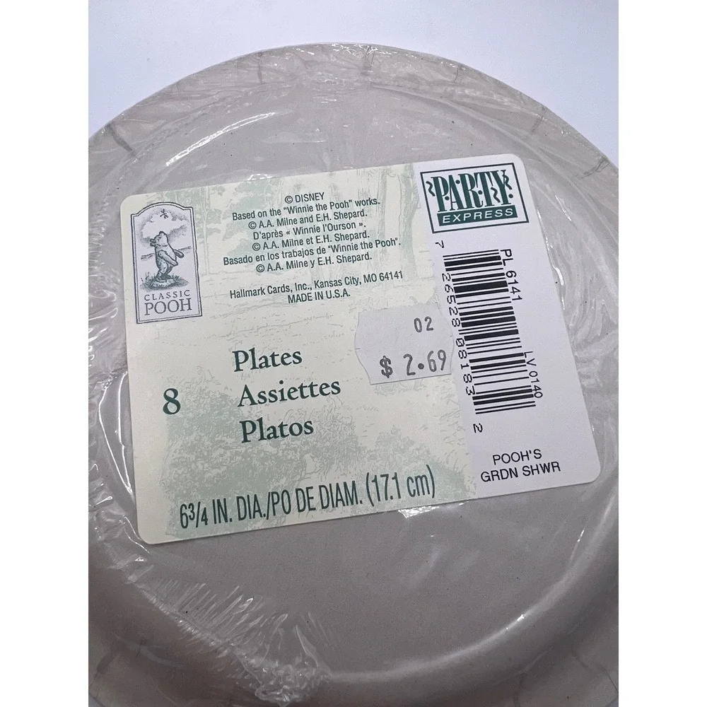 Vintage Hallmark Classic Winnie The Pooh‎ Garden Shower Party Plates SEALED